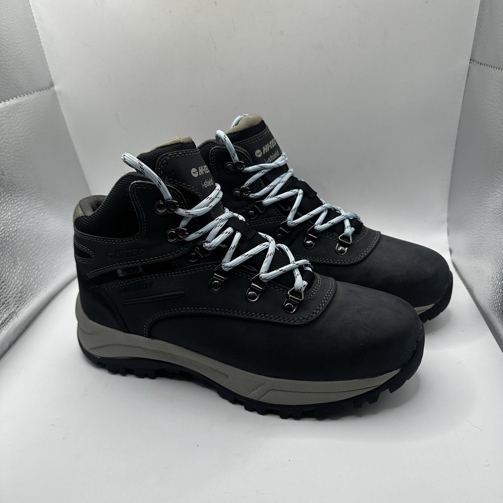 HI-TEC Women's Mid-Cut Alpyna I Waterproof‎ Hiking Boots Grey/Blue Size 7.5 EUC